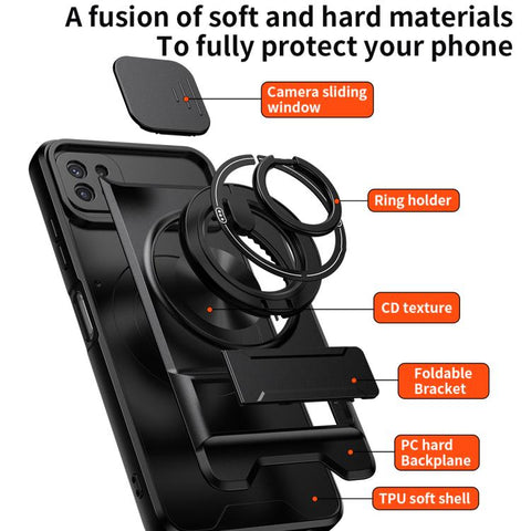 Lens Sliding Window Multifunctional Magnetic Shockproof Phone Case, For Galaxy A22 5G, For Galaxy A32 4G, For Galaxy A72 4G / 5G, For Galaxy A52 5G