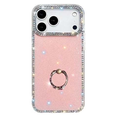 Rhinestone Ring Holder Dual-side IMD PC Hybrid TPU Phone Case, For iPhone 18 Pro / 17 Pro, For iPhone 18 Pro Max / 17 Pro Max, For iPhone 17, For iPhone Air, For iPhone 16 Pro Max, For iPhone 16 Pro, For iPhone 16 Plus, For iPhone 16