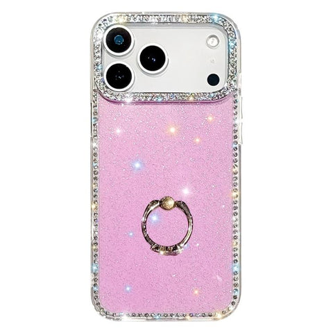 Rhinestone Ring Holder Dual-side IMD PC Hybrid TPU Phone Case, For iPhone 18 Pro / 17 Pro, For iPhone 18 Pro Max / 17 Pro Max, For iPhone 17, For iPhone Air, For iPhone 16 Pro Max, For iPhone 16 Pro, For iPhone 16 Plus, For iPhone 16