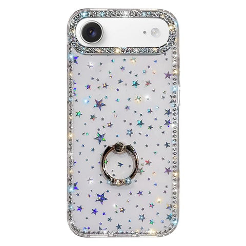 Rhinestone Ring Holder Dual-side IMD PC Hybrid TPU Phone Case, For iPhone 18 Pro / 17 Pro, For iPhone 18 Pro Max / 17 Pro Max, For iPhone 17, For iPhone Air, For iPhone 16 Pro Max, For iPhone 16 Pro, For iPhone 16 Plus, For iPhone 16