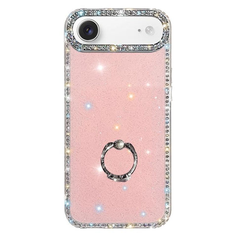 Rhinestone Ring Holder Dual-side IMD PC Hybrid TPU Phone Case, For iPhone 18 Pro / 17 Pro, For iPhone 18 Pro Max / 17 Pro Max, For iPhone 17, For iPhone Air, For iPhone 16 Pro Max, For iPhone 16 Pro, For iPhone 16 Plus, For iPhone 16