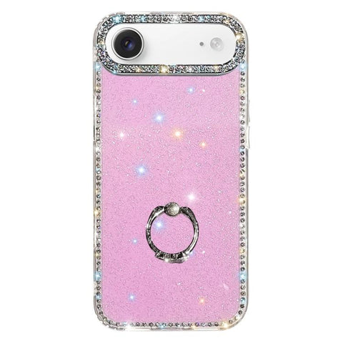 Rhinestone Ring Holder Dual-side IMD PC Hybrid TPU Phone Case, For iPhone 18 Pro / 17 Pro, For iPhone 18 Pro Max / 17 Pro Max, For iPhone 17, For iPhone Air, For iPhone 16 Pro Max, For iPhone 16 Pro, For iPhone 16 Plus, For iPhone 16
