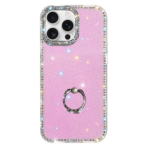 Rhinestone Ring Holder Dual-side IMD PC Hybrid TPU Phone Case, For iPhone 18 Pro / 17 Pro, For iPhone 18 Pro Max / 17 Pro Max, For iPhone 17, For iPhone Air, For iPhone 16 Pro Max, For iPhone 16 Pro, For iPhone 16 Plus, For iPhone 16