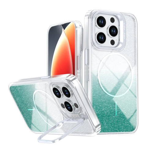 Glitter Gradient Magnetic Lens Frame Holder Phone Case, For iPhone 13 Pro