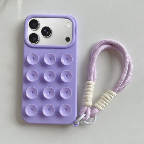 Simple Suction Cup Silicone Phone Case with Lanyard, For iPhone 18 Pro / 17 Pro, For iPhone 18 Pro Max / 17 Pro Max, For iPhone 17, For iPhone Air, For iPhone 16 Pro Max, For iPhone 16 Pro, For iPhone 16 Plus, For iPhone 16