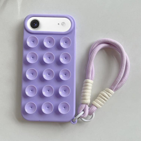Simple Suction Cup Silicone Phone Case with Lanyard, For iPhone 18 Pro / 17 Pro, For iPhone 18 Pro Max / 17 Pro Max, For iPhone 17, For iPhone Air, For iPhone 16 Pro Max, For iPhone 16 Pro, For iPhone 16 Plus, For iPhone 16