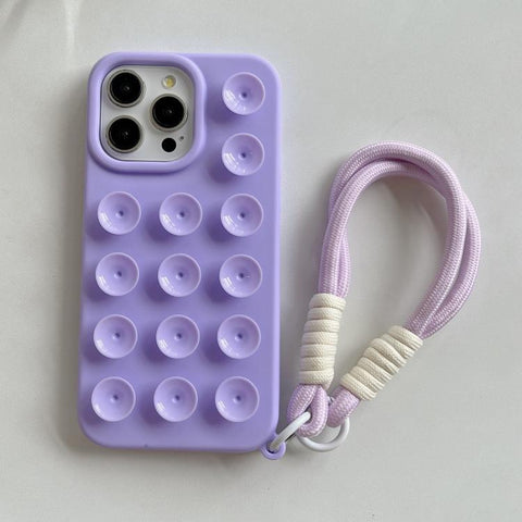 Simple Suction Cup Silicone Phone Case with Lanyard, For iPhone 18 Pro / 17 Pro, For iPhone 18 Pro Max / 17 Pro Max, For iPhone 17, For iPhone Air, For iPhone 16 Pro Max, For iPhone 16 Pro, For iPhone 16 Plus, For iPhone 16