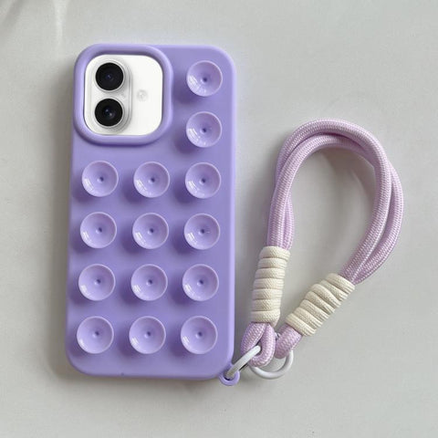 Simple Suction Cup Silicone Phone Case with Lanyard, For iPhone 18 Pro / 17 Pro, For iPhone 18 Pro Max / 17 Pro Max, For iPhone 17, For iPhone Air, For iPhone 16 Pro Max, For iPhone 16 Pro, For iPhone 16 Plus, For iPhone 16