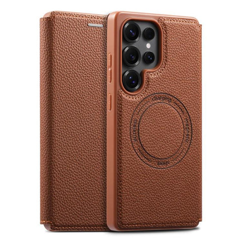 ESEBLE Ultra-thin Card Slot Magnetic Vegan Leather Phone Case, For Samsung Galaxy S25 Ultra 5G, For Samsung Galaxy S24 Ultra 5G, For Samsung Galaxy S23 Ultra 5G, For Samsung Galaxy S22 Ultra 5G, For Samsung Galaxy S21 Ultra 5G