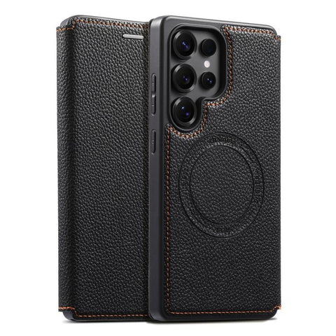 ESEBLE Ultra-thin Card Slot Magnetic Vegan Leather Phone Case, For Samsung Galaxy S25 Ultra 5G, For Samsung Galaxy S24 Ultra 5G, For Samsung Galaxy S23 Ultra 5G, For Samsung Galaxy S22 Ultra 5G, For Samsung Galaxy S21 Ultra 5G