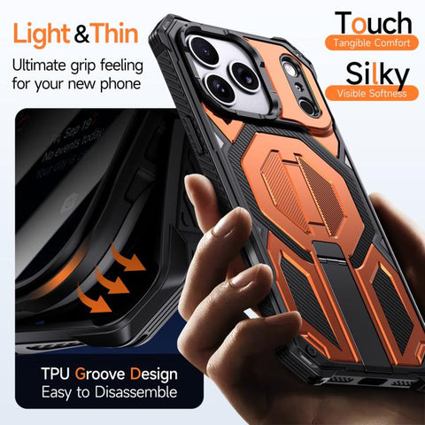 Hidden Metal Holder Magnetic Shockproof Phone Case, For iPhone 17 Pro Max, For iPhone 17 Pro, For iPhone 17, For iPhone Air, For iPhone 16 Pro Max, For iPhone 16 Pro, For iPhone 16 Plus, For iPhone 16