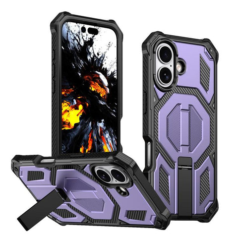 Hidden Metal Holder Magnetic Shockproof Phone Case, For iPhone 17 Pro Max, For iPhone 17 Pro, For iPhone 17, For iPhone Air, For iPhone 16 Pro Max, For iPhone 16 Pro, For iPhone 16 Plus, For iPhone 16
