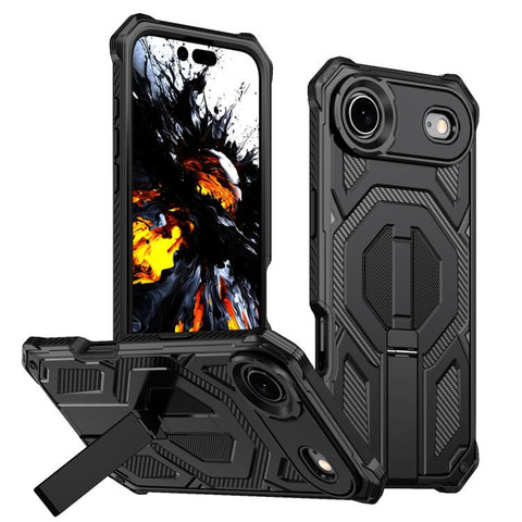 Hidden Metal Holder Magnetic Shockproof Phone Case, For iPhone 17 Pro Max, For iPhone 17 Pro, For iPhone 17, For iPhone Air, For iPhone 16 Pro Max, For iPhone 16 Pro, For iPhone 16 Plus, For iPhone 16