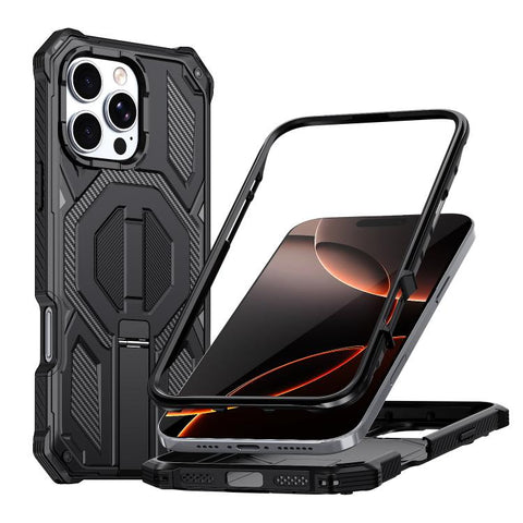 Hidden Metal Holder Magnetic Shockproof Phone Case, For iPhone 17 Pro Max, For iPhone 17 Pro, For iPhone 17, For iPhone Air, For iPhone 16 Pro Max, For iPhone 16 Pro, For iPhone 16 Plus, For iPhone 16
