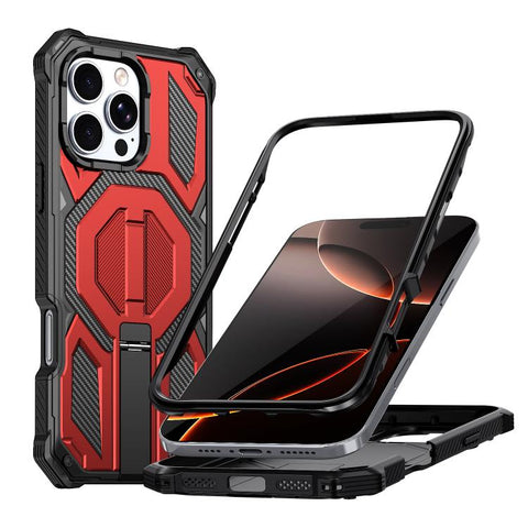 Hidden Metal Holder Magnetic Shockproof Phone Case, For iPhone 17 Pro Max, For iPhone 17 Pro, For iPhone 17, For iPhone Air, For iPhone 16 Pro Max, For iPhone 16 Pro, For iPhone 16 Plus, For iPhone 16
