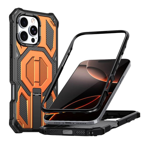 Hidden Metal Holder Magnetic Shockproof Phone Case, For iPhone 17 Pro Max, For iPhone 17 Pro, For iPhone 17, For iPhone Air, For iPhone 16 Pro Max, For iPhone 16 Pro, For iPhone 16 Plus, For iPhone 16