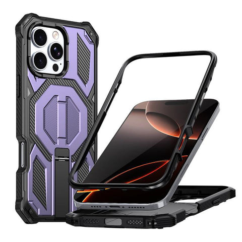 Hidden Metal Holder Magnetic Shockproof Phone Case, For iPhone 17 Pro Max, For iPhone 17 Pro, For iPhone 17, For iPhone Air, For iPhone 16 Pro Max, For iPhone 16 Pro, For iPhone 16 Plus, For iPhone 16