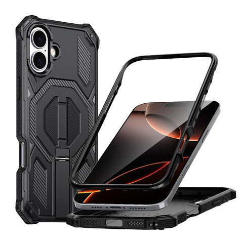 Hidden Metal Holder Magnetic Shockproof Phone Case, For iPhone 17 Pro Max, For iPhone 17 Pro, For iPhone 17, For iPhone Air, For iPhone 16 Pro Max, For iPhone 16 Pro, For iPhone 16 Plus, For iPhone 16