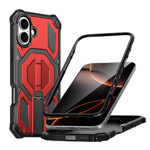 Hidden Metal Holder Magnetic Shockproof Phone Case, For iPhone 17 Pro Max, For iPhone 17 Pro, For iPhone 17, For iPhone Air, For iPhone 16 Pro Max, For iPhone 16 Pro, For iPhone 16 Plus, For iPhone 16
