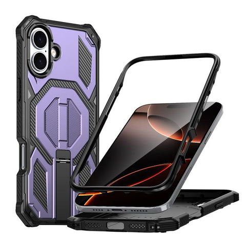 Hidden Metal Holder Magnetic Shockproof Phone Case, For iPhone 17 Pro Max, For iPhone 17 Pro, For iPhone 17, For iPhone Air, For iPhone 16 Pro Max, For iPhone 16 Pro, For iPhone 16 Plus, For iPhone 16