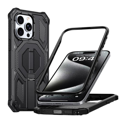 Hidden Metal Holder Magnetic Shockproof Phone Case, For iPhone 15 Pro Max, For iPhone 15 Pro, For iPhone 15 Plus / 14 Plus, For iPhone 15, For iPhone 14 / 13, For iPhone 14 Pro, For iPhone 14 Pro Max, For iPhone 13 Pro Max