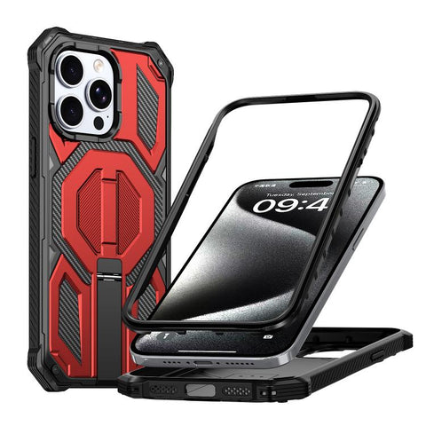 Hidden Metal Holder Magnetic Shockproof Phone Case, For iPhone 15 Pro Max, For iPhone 15 Pro, For iPhone 15 Plus / 14 Plus, For iPhone 15, For iPhone 14 / 13, For iPhone 14 Pro, For iPhone 14 Pro Max, For iPhone 13 Pro Max