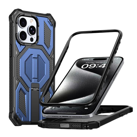 Hidden Metal Holder Magnetic Shockproof Phone Case, For iPhone 15 Pro Max, For iPhone 15 Pro, For iPhone 15 Plus / 14 Plus, For iPhone 15, For iPhone 14 / 13, For iPhone 14 Pro, For iPhone 14 Pro Max, For iPhone 13 Pro Max