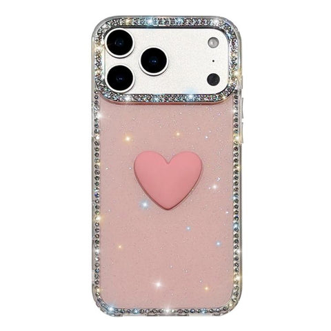 Flash Rhinestone Double-sided IMD Love Heart Phone Case, For iPhone 18 Pro / 17 Pro, For iPhone 18 Pro Max / 17 Pro Max, For iPhone 17e / 16e, For iPhone 17, For iPhone Air