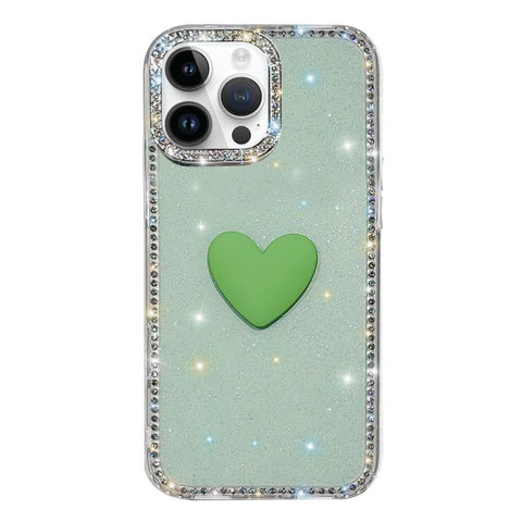 Flash Rhinestone Double-sided IMD Love Heart Phone Case, For iPhone 13 Pro Max, For iPhone 13 Pro, For iPhone 13