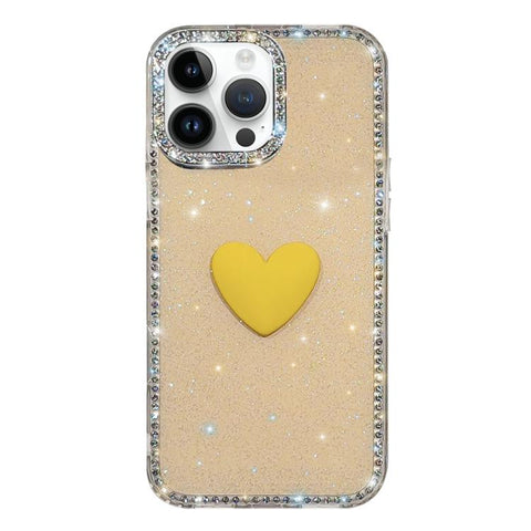Flash Rhinestone Double-sided IMD Love Heart Phone Case, For iPhone 13 Pro Max, For iPhone 13 Pro, For iPhone 13