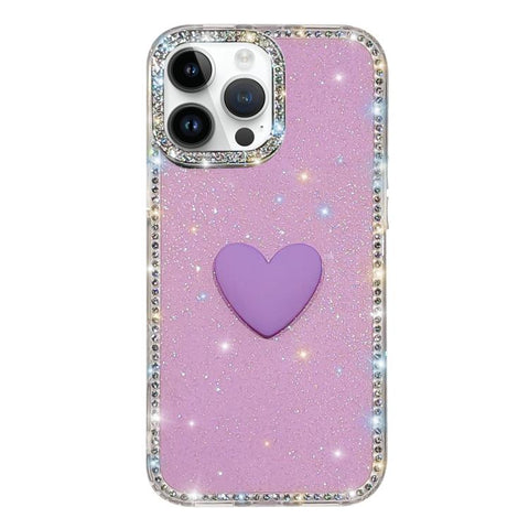 Flash Rhinestone Double-sided IMD Love Heart Phone Case, For iPhone 13 Pro Max, For iPhone 13 Pro, For iPhone 13