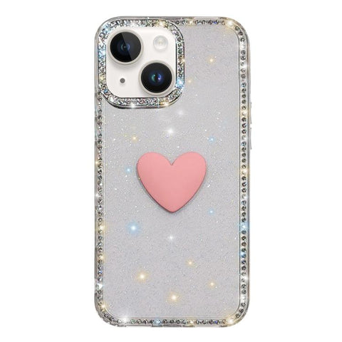Flash Rhinestone Double-sided IMD Love Heart Phone Case, For iPhone 13 Pro Max, For iPhone 13 Pro, For iPhone 13