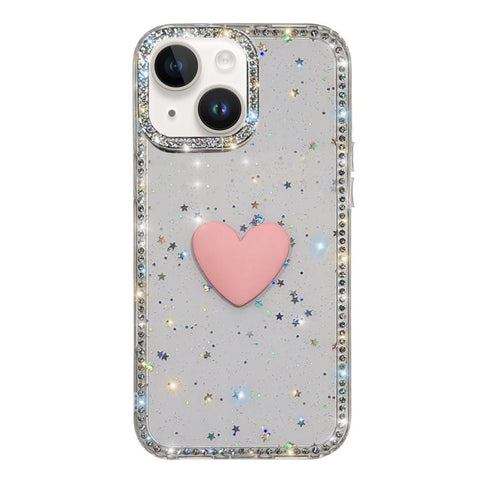 Flash Rhinestone Double-sided IMD Love Heart Phone Case, For iPhone 13 Pro Max, For iPhone 13 Pro, For iPhone 13