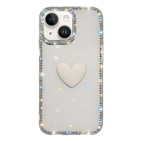Flash Rhinestone Double-sided IMD Love Heart Phone Case, For iPhone 13 Pro Max, For iPhone 13 Pro, For iPhone 13