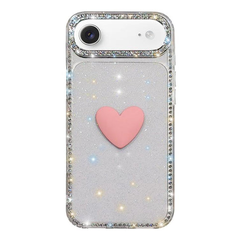 Flash Rhinestone Double-sided IMD Love Heart Phone Case, For iPhone 18 Pro / 17 Pro, For iPhone 18 Pro Max / 17 Pro Max, For iPhone 17e / 16e, For iPhone 17, For iPhone Air