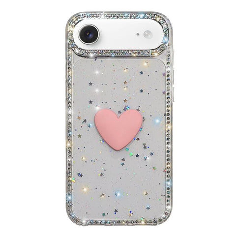 Flash Rhinestone Double-sided IMD Love Heart Phone Case, For iPhone 18 Pro / 17 Pro, For iPhone 18 Pro Max / 17 Pro Max, For iPhone 17e / 16e, For iPhone 17, For iPhone Air