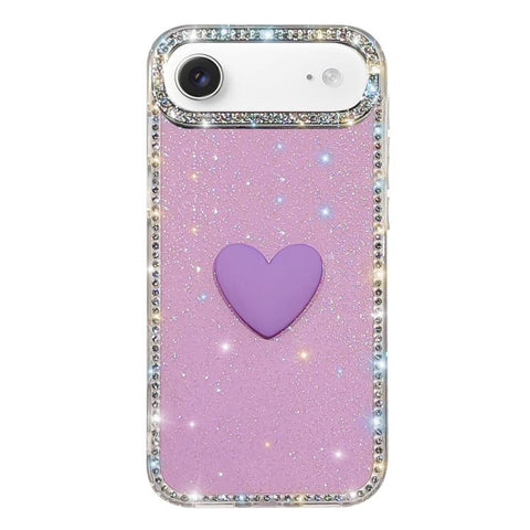 Flash Rhinestone Double-sided IMD Love Heart Phone Case, For iPhone 18 Pro / 17 Pro, For iPhone 18 Pro Max / 17 Pro Max, For iPhone 17e / 16e, For iPhone 17, For iPhone Air