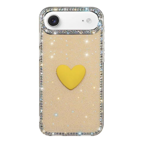 Flash Rhinestone Double-sided IMD Love Heart Phone Case, For iPhone 18 Pro / 17 Pro, For iPhone 18 Pro Max / 17 Pro Max, For iPhone 17e / 16e, For iPhone 17, For iPhone Air