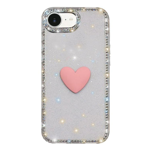 Flash Rhinestone Double-sided IMD Love Heart Phone Case, For iPhone 18 Pro / 17 Pro, For iPhone 18 Pro Max / 17 Pro Max, For iPhone 17e / 16e, For iPhone 17, For iPhone Air