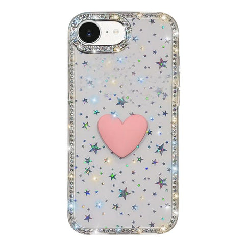Flash Rhinestone Double-sided IMD Love Heart Phone Case, For iPhone 18 Pro / 17 Pro, For iPhone 18 Pro Max / 17 Pro Max, For iPhone 17e / 16e, For iPhone 17, For iPhone Air