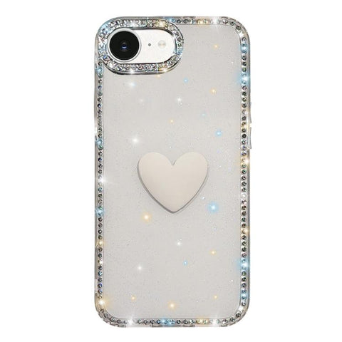 Flash Rhinestone Double-sided IMD Love Heart Phone Case, For iPhone 18 Pro / 17 Pro, For iPhone 18 Pro Max / 17 Pro Max, For iPhone 17e / 16e, For iPhone 17, For iPhone Air