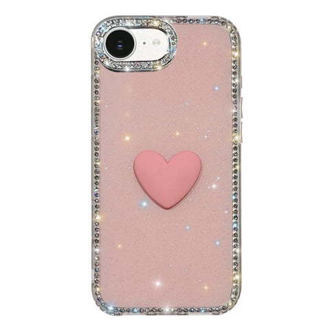Flash Rhinestone Double-sided IMD Love Heart Phone Case, For iPhone 18 Pro / 17 Pro, For iPhone 18 Pro Max / 17 Pro Max, For iPhone 17e / 16e, For iPhone 17, For iPhone Air