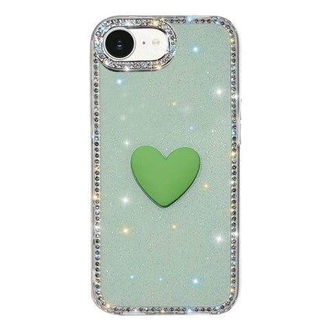 Flash Rhinestone Double-sided IMD Love Heart Phone Case, For iPhone 18 Pro / 17 Pro, For iPhone 18 Pro Max / 17 Pro Max, For iPhone 17e / 16e, For iPhone 17, For iPhone Air