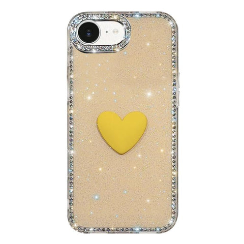Flash Rhinestone Double-sided IMD Love Heart Phone Case, For iPhone 18 Pro / 17 Pro, For iPhone 18 Pro Max / 17 Pro Max, For iPhone 17e / 16e, For iPhone 17, For iPhone Air