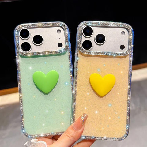 Flash Rhinestone Double-sided IMD Love Heart Phone Case, For iPhone 13 Pro Max, For iPhone 13 Pro, For iPhone 13