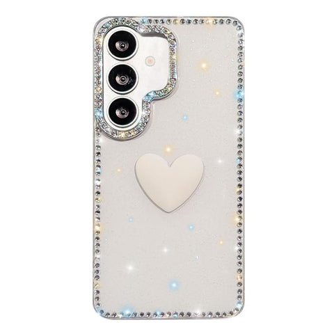 Flash Rhinestone Double-sided IMD Love Heart Phone Case, For Samsung Galaxy S24 5G, For Samsung Galaxy S23 Ultra 5G
