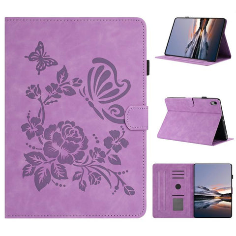 Butterfly Loves Flowers Embossed Leather Smart Tablet Case, For iPad Air 11 2026 / 2025 / 2024, For iPad 2025 / 2022, For iPad mini 2024 / mini 6, For iPad 10.2 2021 / 10.5 2019, For iPad mini 5 / 4 / 3 / 2 / 1, For iPad 9.7 2018 / 2017