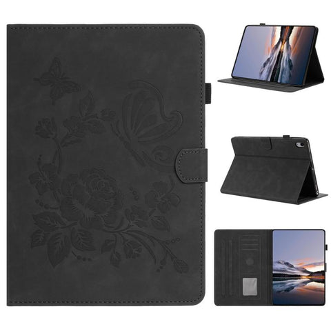 Butterfly Loves Flowers Embossed Leather Smart Tablet Case, For iPad Air 11 2026 / 2025 / 2024, For iPad 2025 / 2022, For iPad mini 2024 / mini 6, For iPad 10.2 2021 / 10.5 2019, For iPad mini 5 / 4 / 3 / 2 / 1, For iPad 9.7 2018 / 2017