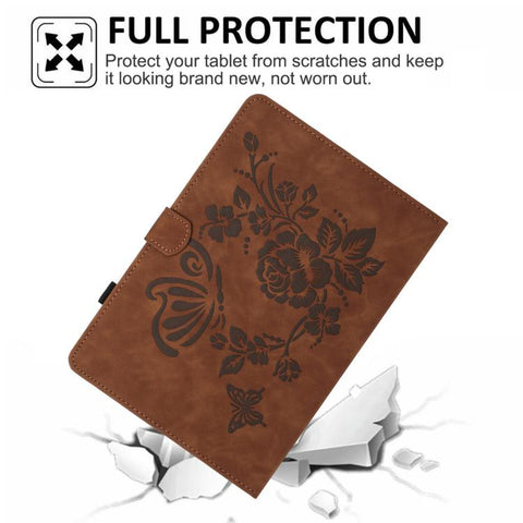 Butterfly Loves Flowers Embossed Leather Smart Tablet Case, For iPad Air 11 2026 / 2025 / 2024, For iPad 2025 / 2022, For iPad mini 2024 / mini 6, For iPad 10.2 2021 / 10.5 2019, For iPad mini 5 / 4 / 3 / 2 / 1, For iPad 9.7 2018 / 2017