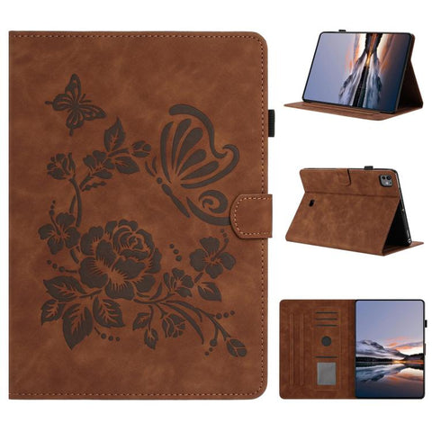 Butterfly Loves Flowers Embossed Leather Smart Tablet Case, For iPad Air 11 2026 / 2025 / 2024, For iPad 2025 / 2022, For iPad mini 2024 / mini 6, For iPad 10.2 2021 / 10.5 2019, For iPad mini 5 / 4 / 3 / 2 / 1, For iPad 9.7 2018 / 2017